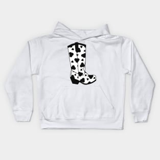 BLACK Cow Spots Cowboy Boot Kids Hoodie